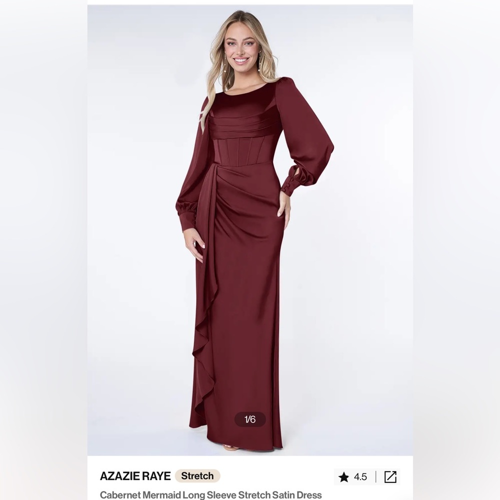 Azazie Raye Dress sz 18 in Cabernet Stretch Satin